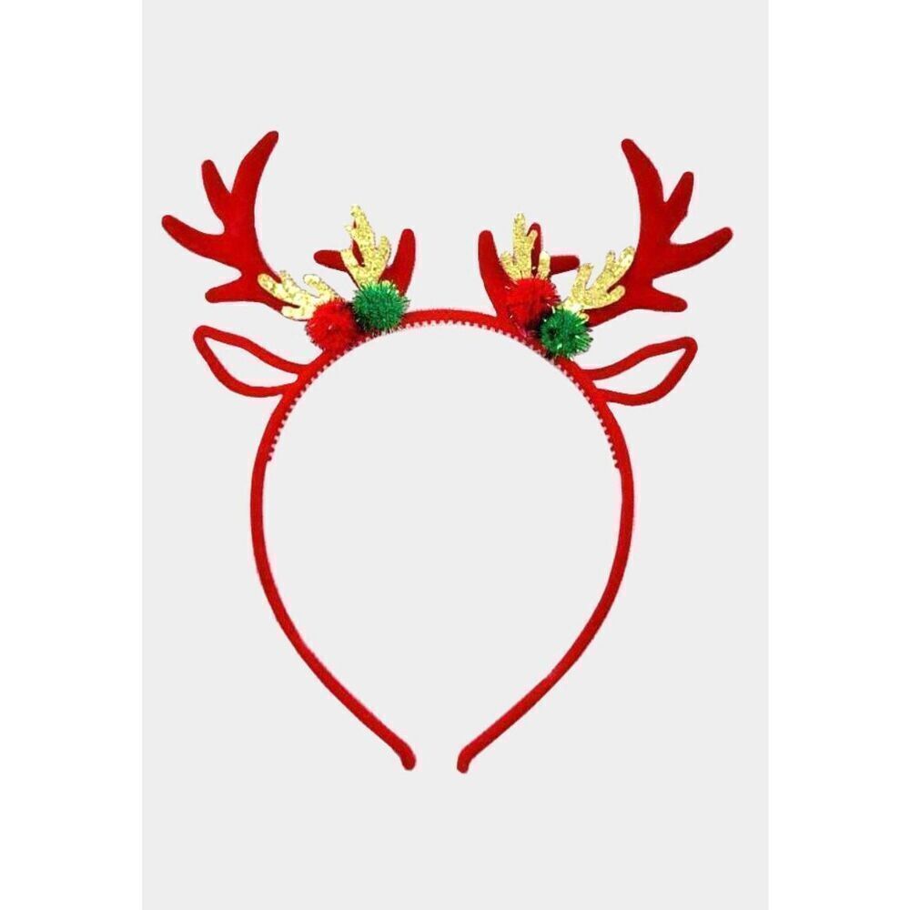 Brand New Boutique Pom Pom Pointed Rudolph Reindeer Christmas Headband